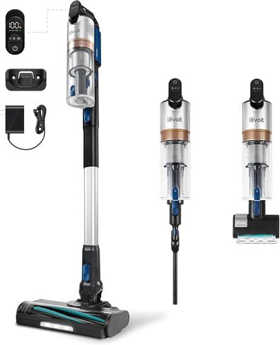 LEVOIT Cordless Vacuum Cleaner, Stick Vac with Tangle-Resistant Design, Up to 50 Minutes, Powerful Suction, Rechargeable, Lightweight, and Versatile for Carpet, Hard Floor, Pet Hair, White＆Blue in Kuwait