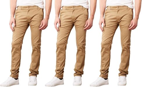 Galaxy by Harvic Mens Slim Fit Cotton Stretch Chino Pants 2-Pack in Saudi Arabia