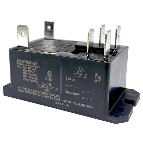 2 -pack T92S7D22-24 ترحيل الطاقة - 30A 24VDC DPST -NO - متوافق مع سلسلة T92 T92 ، HVAC Controls وأنظمة الأتمتة الصناعية - ترحيل MOTT MOUNT مغلق للمبتدئين في السيارات in Kuwait