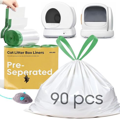 90 COUNT CAT CAT LITTER BAGS متوافقة مع MEO تريد التنظيف الذاتي القمامة مربع MW-SC01 MW-SC02 MW-LR01 ، تسرب خالية من الدمعة 18 "× 12.6" in Kuwait
