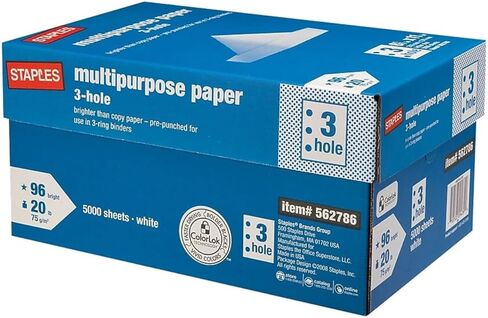 Staples Multipurpose Paper, 8 1/2 x 11, 3-Hole Punched, Ream in Saudi Arabia