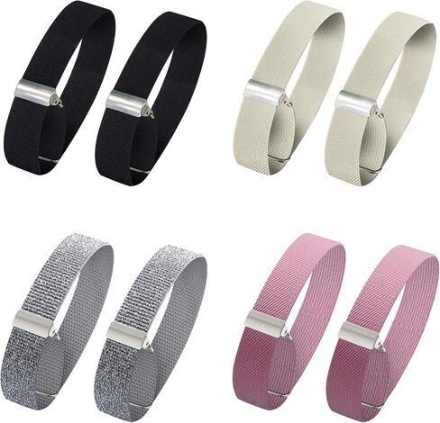 8pcs(4 Pairs) Elastic Adjustable Armbands Sleeve Garters Elastic Anti-Slip Shirt Sleeve Holders Armbands Sport Armband Strap in Saudi Arabia