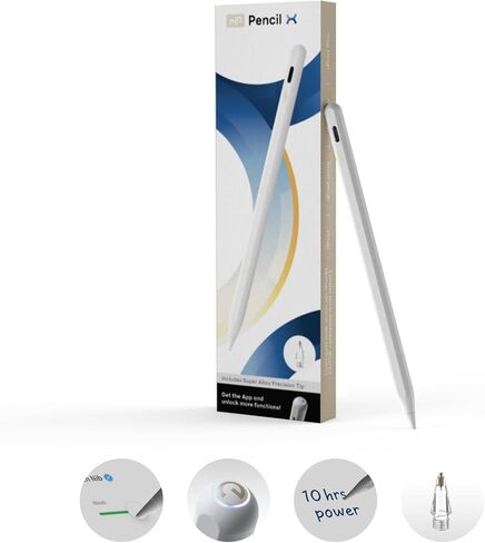 قلم eIP 2 لجهاز iPad 2024-2018، مغناطيسي كامل، دقة بكسل 0.1 مم، 2X أطراف متينة، قلم رفض راحة اليد لجهاز iPad 10/9/8/7/6th Gen، iPad Pro 12.9/11/13 بوصة M4، iPad إير 3/4/5/M2، آيباد ميني 5/6 in Kuwait