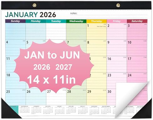 Desk Calendar 2025-2026, 14" X 11" Desktop Calendar 2025-2026, 18 Months Calander Runs from Jul. 2025 to Dec. 2026, Academic Monthly Planner for Home School Office (White and Black) in Kuwait