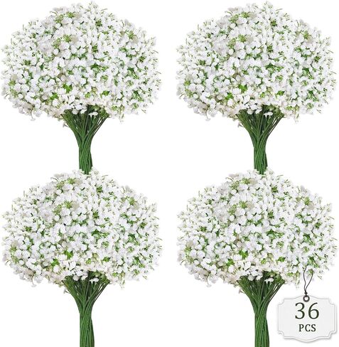8 Pcs Babys Breath Artificial Flowers, Baby Breath Flowers Artificial Bulk, Real Touch Baby’s Breath Babies Breath Long Stems, Fake White Gypsophila For Bonquet Vase Wedding Decor Flower Arrangement in Kuwait