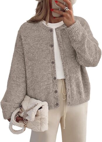 LILLUSORY Womens Crew Neck Button Down Cozy Cardigan Sweater Fall Outfits 2025 in Saudi Arabia