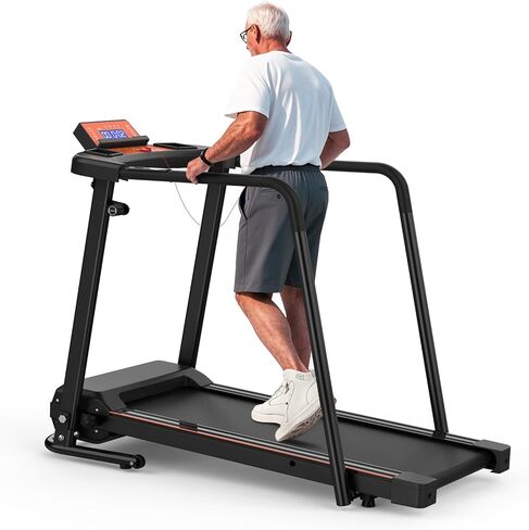 Treadmills for Seniors, Treadmills for Home with Handrails, Dual Shock Absorption, 300 LBS Capacity, Heart Rate Monitor, Bluetooth App Control, Ideal Treadmill for Elderly & Family Use in Kuwait