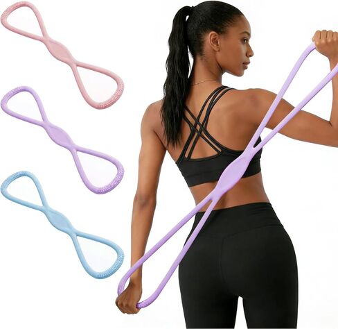 Resistance Bands, Figure 8 Resistance Bands for Women Men, 8 Shaped Resistance Rubber Band for Arms, Back, Shoulder Stretch with Handles, Not Break, Portable, Pink 25LB in Saudi Arabia