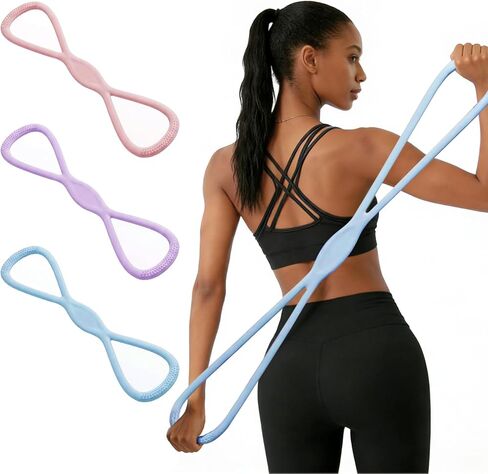 Resistance Bands, Figure 8 Resistance Bands for Women Men, 8 Shaped Resistance Rubber Band for Arms, Back, Shoulder Stretch with Handles, Not Break, Portable, Pink 25LB in Saudi Arabia
