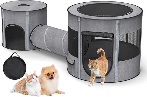 Cat Tunnel 4 Way with Teaser Wand & 2 Plush Ball, 5 Shapes Available, 54/80.7" L, H-Shaped Collapsible Pet Play Tube Maze for Kitten Puppy Bunny Ferret Rabbit, Indoor/Outdoor Peekaboo Cave in Saudi Arabia