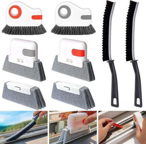 XANGNIER Window Sill Cleaner Tool,10 Pcs Magic Door Window Track Cleaning Tools Kit,Sliding Door Track Cleaner,Groove Crevice Cleaning Brush for Tile Lines/Shutter/Car Vents/Air Conditioner/Keyboard in Kuwait
