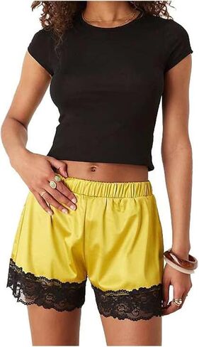 Tenopuli Women Running Shorts Floral Print Athletic Shorts Casual High Waisted Flower Printed Drawstring Wide Leg Shorts in Kuwait