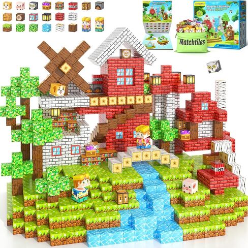 100pcs كتل مغناطيسية مع ألعاب حيوانات الغابات ، وبناء مجموعة مغناطيس منجم ، وبناء البلاط المغناطيسي للبنين والبنات الذين تتراوح أعمارهم بين 4-8 5-7 ، ألعاب STEM Montessori الحسية للأطفال الصغار. in Kuwait