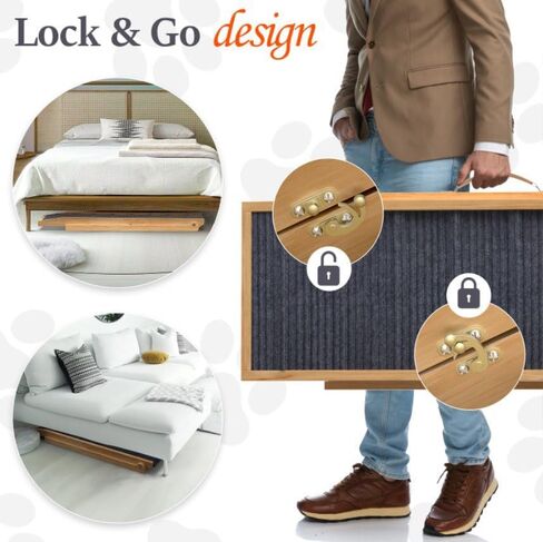 Dog Ramp – Adjustable Wooden Ramp for Dogs to Get on Bed, Sofa, and Couch – Walnut Wood Design for Small and Medium Breeds with Non-Slip Carpet Finish (Gray) in Kuwait