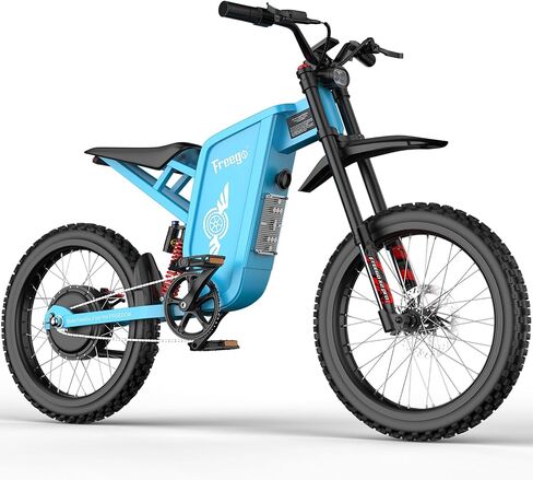 دراجة نارية كهربائية فريغو للبالغين ، دراجة X2PRO للدراجة الأوساخ 6000W (ذروة) بطارية 60V/30AH ، و 50 ميلاً في الساعة/70 ميلًا على الطريق الكهربائي ، 19x2 التعليق الكامل/الفرامل الهيدروليكية المكونة من أربعة مكابس (أزرق) in Kuwait