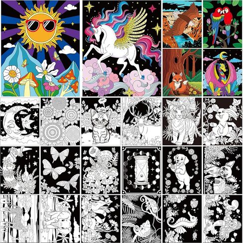 Zhanmai 24 Pack Velvet Coloring Posters Animal Fuzzy Velvet Coloring Posters Animal Crafts for Kids Color Your Poster Bulk for Holiday School Home Party Barty in Kuwait