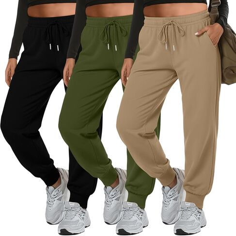 3pack نساء زائد الحجم من سروال التعرق مع الجيوب الرباطية مرنة الخصر الركض صالة الجري السراويل اليوغا بنطلون in Saudi Arabia