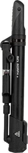 Topeak Mini Morph G (TMM-2GB) – Compact Mini Pump with in-Line Gauge – 140 PSI / 9.6 Bar – Presta, Schrader & Dunlop Compatible – Fold-Out Foot Pad & Flexible Hose – Includes Mount Bracket in Saudi Arabia