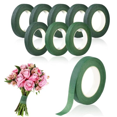 Phinus 9 Rolls Floral Tape ، 1/2 بوصة × 30 ياردة شريط زهرة ، شريط أزهار أخضر لتزويد الحرف الأزهار ، باقة الالتفاف الجذعية ، باقة الزفاف (أخضر داكن وأخضر) in Saudi Arabia