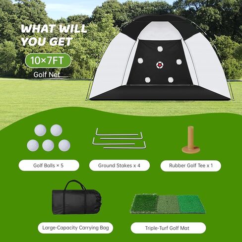 شبكة غولف ، شبكة تدريبات 10 × 7 قدم مع حصيرة ثقيلة ثلاثية ، وجميع في واحد ، شبكة غولف مستهدفة متعددة ، وتدريب على القيادة الداخلية في الهواء الطلق مع الهدف/الحصيرة/تي شيرت/حقيبة ، هدية للعشاق in Kuwait