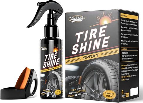 Tire Shine Spray,Durable Wet Tire Dressing,No Sling/Non-Greasy for Black Tire/Wheel, Long Lasting UV Protection for Car, Truck & SUV Easy to Apply（16OZ） in Kuwait