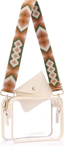 Clear Bag 12x6x12 معتمدة ، 3 في 1 محفظة غربية واضحة مع محفظة وحزام قابل للتعديل ، أكياس الاستاد للنساء ، المحفظة الغربية ، المهرجانات الرياضية الحفلات حفلات الحفلة الحفلات. in Kuwait