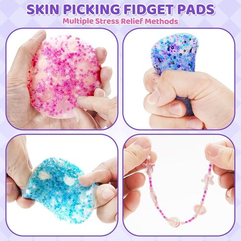 Fidget Toys for Skin Picking Pad - 4PCS Resuable Silicone Sensory Toys for Skin Picky - Dermatillomania Fidget Toys Relax Anxiety Toy for Adults in Saudi Arabia