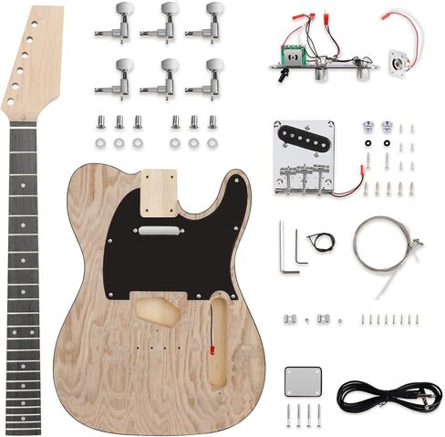 DIY Electric Guitar Kit Beginner Kit TL Style 6 String Right Handed Basswood Body with Ash Burl Top Hard Maple Neck Rosewood Fingerboard Chrome Hardware Build Your Own Guitar. in Kuwait