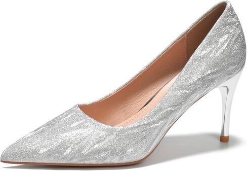 WUIWUIYU Women's High Heel Pumps Pointed Toe Classic Wedding Bridal Stiletto Heeled Party Dress Shoes Glittery Pumps in Saudi Arabia