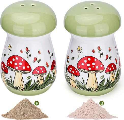 Ceramic Mushroom Salt and Pepper Shakers Set – Whimsical Kitchen Decor, Hand-Painted Spice Containers for Table and Countertop in Kuwait