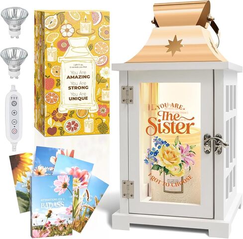 Sister Gifts from Sister – Birthday Candle Warmer Lantern with Heartfelt Poem, Flameless Wax Melter with Timer and Dimmer, Decorative Lamp for Sister's Room Home Decor in Saudi Arabia