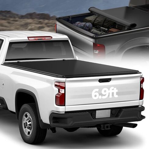 Auto Dynasty Soft Tri-Fold Truck Bed Tonneau Cover Compatible with 2020-2025 Chevy Silverado GMC Sierra 2500HD 3500HD 6Ft-9Inch Fleetside Bed, Matte Black Soft Vinyl Top 21 22 23 24 in Saudi Arabia