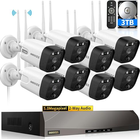OOSSXX (5.0MP & 130° Ultra Wide-Angle) PIR Detection 2-Way Audio Dual Antennas Security Wireless Camera System Outdoor Wireless Security Camera, Home WiFi Surveillance Bullet Exterior Cameras in Saudi Arabia