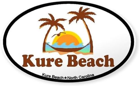 Cafepress Kure Beach NC Beach Design Design Oval Car Pumper Sticker in Saudi Arabia
