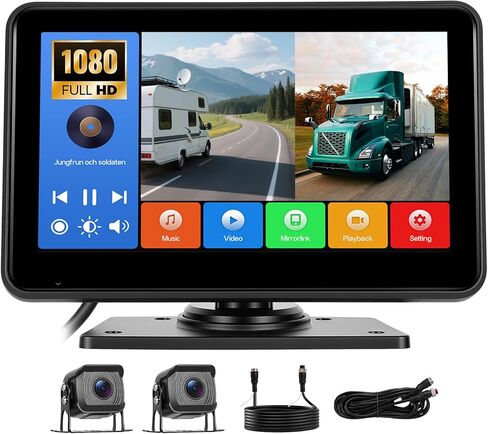 طقم نظام كاميرا احتياطية 1080 بكسل، شاشة عكسية مقاس 10.36 بوصة مع وظيفة التسجيل وشاشة DVR للرؤية الليلية و5 كاميرات و5 شاشات مقسمة + كاميرا رؤية عكسية/جانبية مقاومة للماء لشاحنة RV/شبه صندوقية in Saudi Arabia