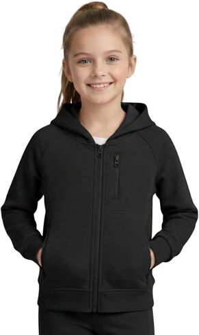 WELAKEN Girls Lightweight Outdoor Jacket – Hooded Zip-Up Sporty Jacket with Multiple Zippered Pockets in Saudi Arabia