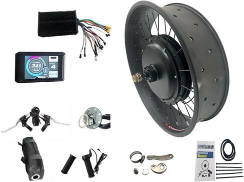 مجموعة أدوات الدراجة الكهربائية الدهون 60V/72V 2000W إطار كهربائي ثلج الدراجة الثلجية مجموعة محرك محرك محرك مع وحدة تحكم موجة Sabvoton ، وشاشة TFT UCK1 ، دولاب الموازنة 7 سرعات وذراع عزم الدوران (26inch*4.0 الخلفية) in Kuwait