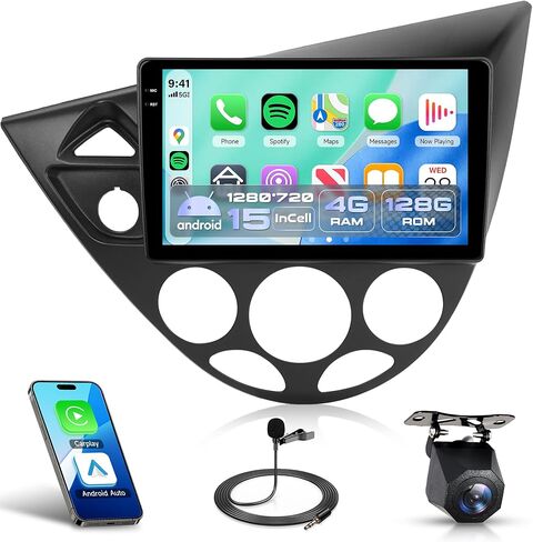 2G+64G Android Car Stereo Radio for Ford Focus 1998-2006 Carplay, Rimoody 9 Inch Touch Screen GPS Bluetooth FM WiFi Android Auto Mirror Link Backup Camera in Saudi Arabia