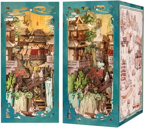 Fsolis Book Nook Kit - DIY Scene Miniature Dollhouse Kit for Adults, Shelf 3D Puzzles 285 pcs, Tiny House Mini Music Shop Model Booknook Craft Bookshelf Decor Gifts for Women (Bach Strings) in Saudi Arabia