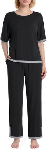 Latuza نساء Petite Pajama Lounge مجموعات Viscose Petite طول نصف الأكمام PJs in Saudi Arabia