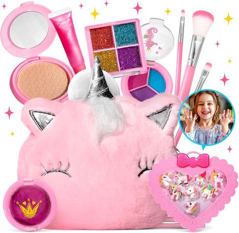 ULOVEME Kids Real Makeup Kit for Girls - Non Toxic, Washable Make Up Toy - Umicorn Toys Gift for 3 4 5 6 7 8 Years Old Girls Vanity Set in Saudi Arabia