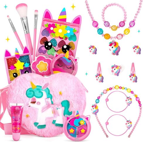ULOVEME Kids Real Makeup Kit for Girls - Non Toxic, Washable Make Up Toy - Umicorn Toys Gift for 3 4 5 6 7 8 Years Old Girls Vanity Set in Saudi Arabia