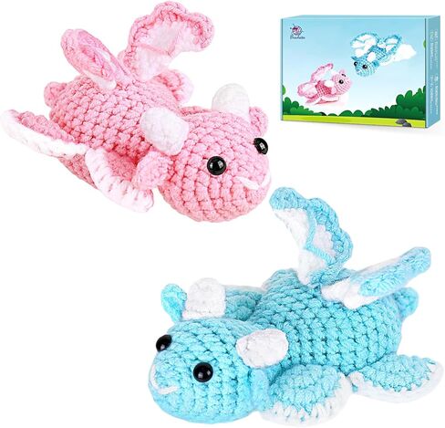 Crochetta Crochet Kit for Beginners Adults & Kids - Complete Starter Set with Crochet Hooks, Scissors, Stitch Markers + 12-Colored Yarn 22-25 Yards (10g) per Color in Kuwait