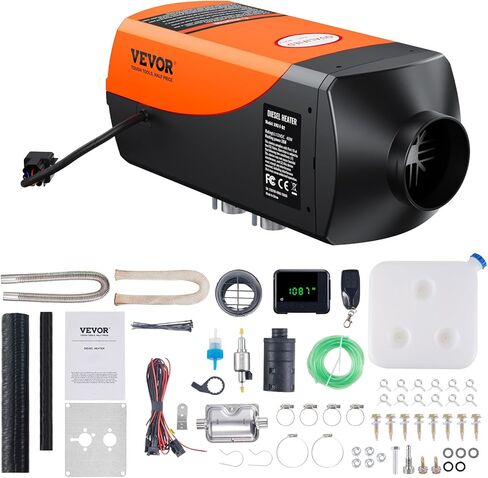 سخان ديزل 8KW Vevor 8kw ، DC12-24V ، سخان الهواء الديزل سريع التدفئة ، مع التحكم عن بعد والشاشة الرقمية الملونة ، خزان الوقود 10L ، ضوضاء منخفضة ، إعلان صوتي ، ل RV ، شاحنة ، القوارب والمقطورة in Kuwait
