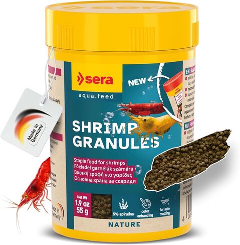 حبيبات Sera shrimp ، 1.9 أوقية i طعام الروبيان الممتاز مع مخاريط سبيرولينا وألدر | يوفر نموًا صحيًا ، وموضة وخصوبة | لا أصباغ أو حافظة | مثالي لروبيان المياه الطازجة والبحرية in Saudi Arabia