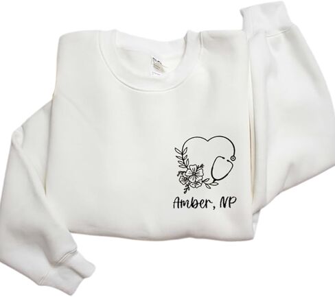 Personalized Nurse Embroidered Sweatshirt For Women, Personalized Registered Nurse Gifts, Custom Name Nurse Embroidered Sweatshirt, Custom Nurse Appreciation Nurse Weeks Gift, Nurse Life Nursing Gift in Saudi Arabia