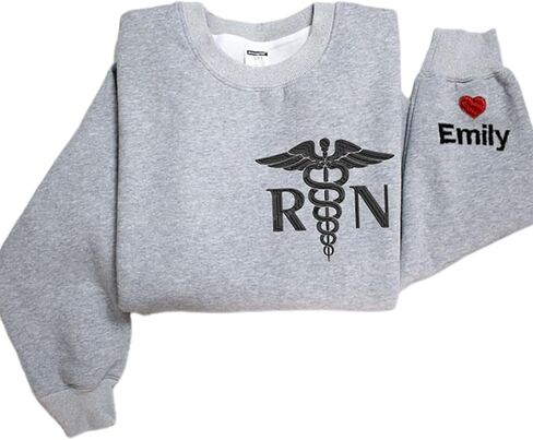 Personalized Nurse Embroidered Sweatshirt For Women, Personalized Registered Nurse Gifts, Custom Name Nurse Embroidered Sweatshirt, Custom Nurse Appreciation Nurse Weeks Gift, Nurse Life Nursing Gift in Saudi Arabia