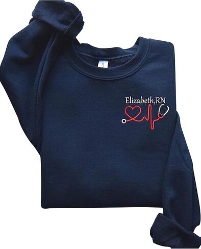 Personalized Nurse Embroidered Sweatshirt For Women, Personalized Registered Nurse Gifts, Custom Name Nurse Embroidered Sweatshirt, Custom Nurse Appreciation Nurse Weeks Gift, Nurse Life Nursing Gift in Saudi Arabia