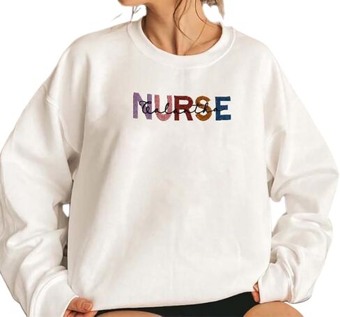 Personalized Nurse Embroidered Sweatshirt For Women, Personalized Registered Nurse Gifts, Custom Name Nurse Embroidered Sweatshirt, Custom Nurse Appreciation Nurse Weeks Gift, Nurse Life Nursing Gift in Saudi Arabia