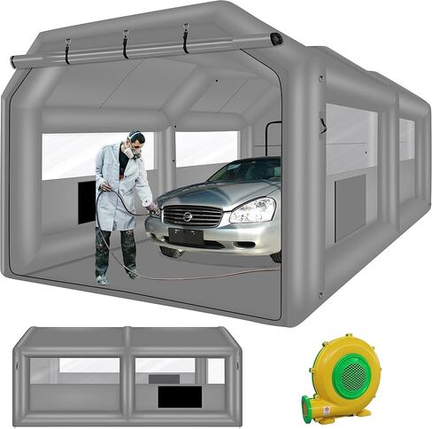 Inflatable Painting Spray Booth 26x14.5x9.5ft, Portable Blow Up Car Paint Booth with Air Filter System for Car Parking Tent Workstation in Saudi Arabia